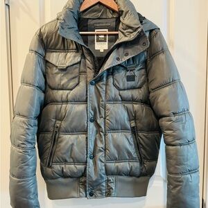 G-Star Men's Metallic Gray Puffer Jacket